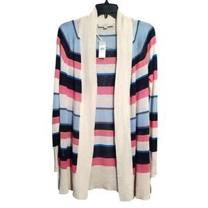 LOFT Open Front Lightweight Striped Cardigan Size S NWT